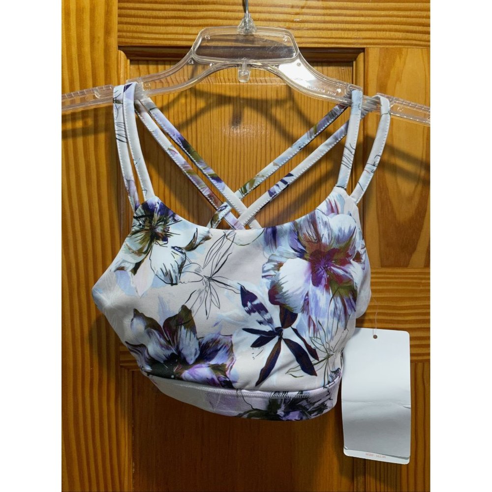 X by Gottex Womens Crisscross Strap Sports Bra Floral XS Moisture Wicking
